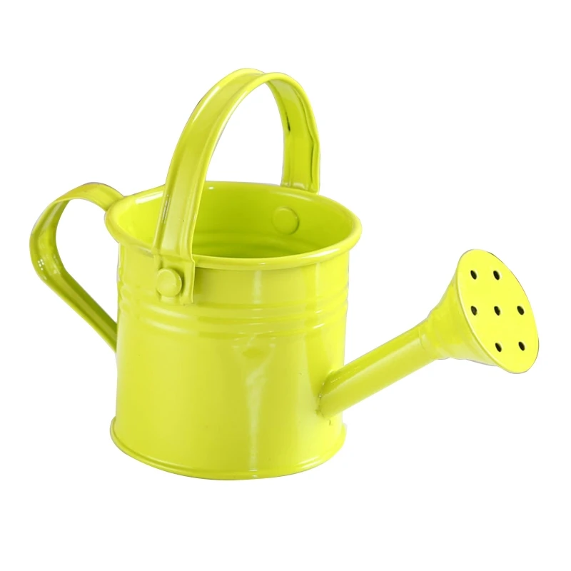 Mini Gardening Water Pot with Handle Tote Candy Color Metal Planting Pot for Kids Small Portable Indoor Watering Equipment M76D