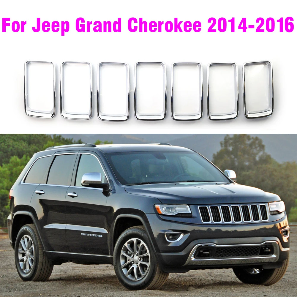 Auto Grille Cover Radiator Grill Ring Inserts Frame For Jeep Grand Cherokee 2014-2016 Car Kit Black Parts