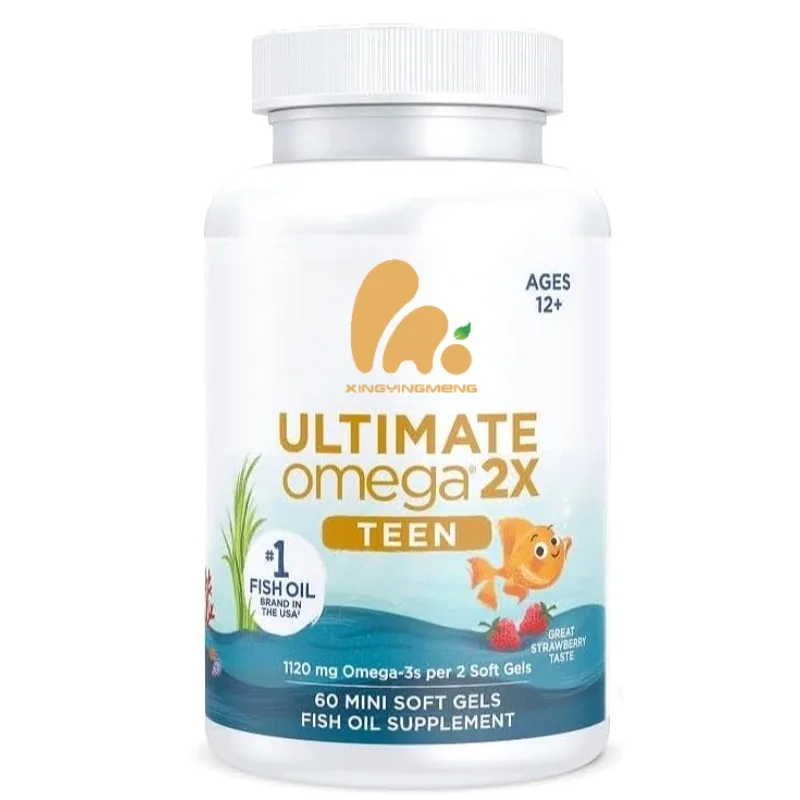 

Ultimate Omega 2X Мягкие капсулы со вкусом клубники для молодежи, 1120 мг Omega-3 с EPA и DHA, поддерживают общего здоровья — без ГМО