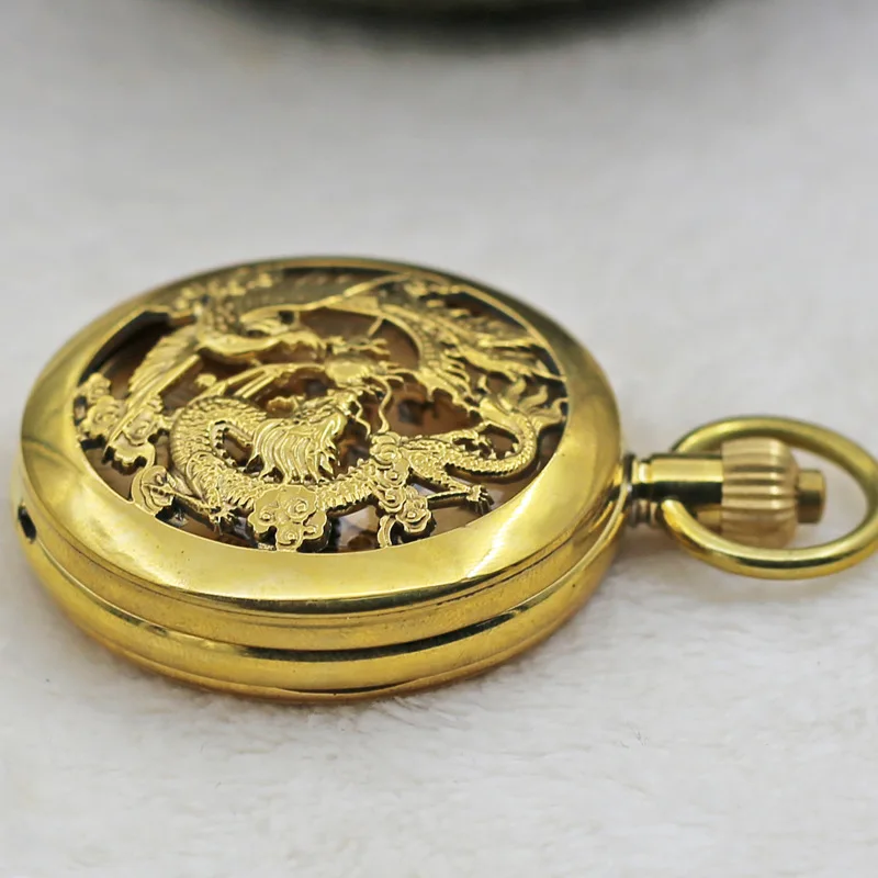 Automatic Mechanical Pocket Watch Dragon Totem Retro Flip Men and Women Necklace Watch Automatic Clockwork Pocket Watch Amazon C