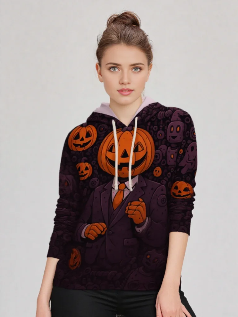 

Halloween Terrifying Pumpkin Pattern Men's Hooded Sweatshirts Autumn Winter Long Sleeve 3D Printed Street Horror Hip Hop Hoodies