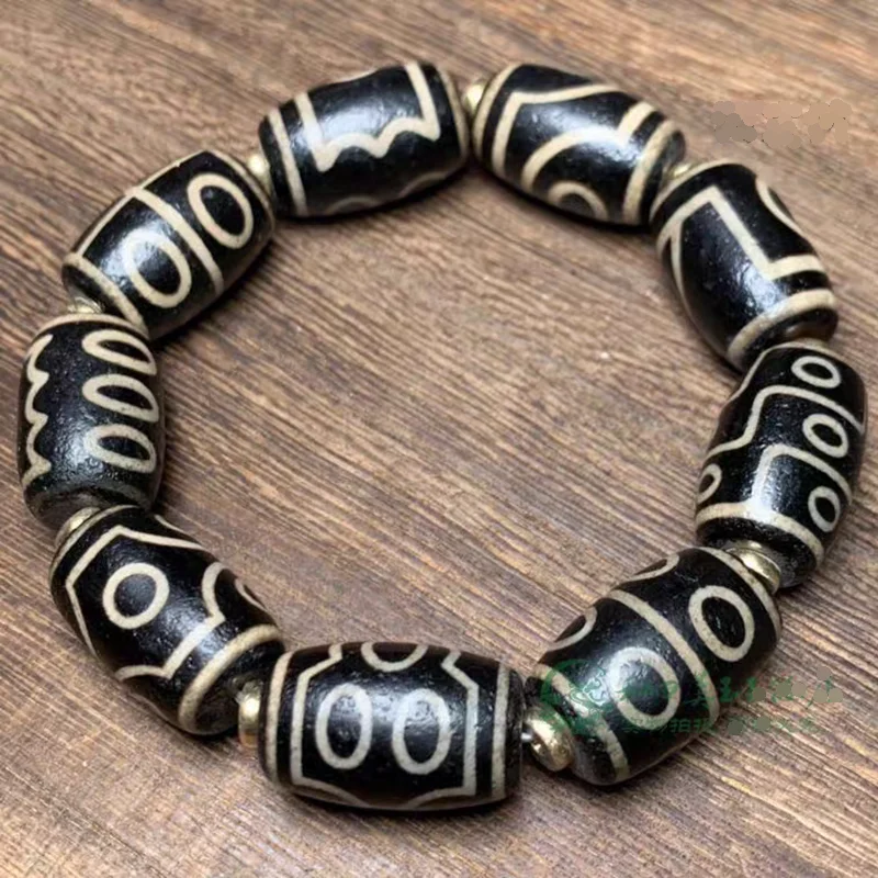 

Lucky Home Ornament Amulet Bangle Tibetan Dzi Bead Hand String Buddhist Symbols Mascot Talisman Chalcedony