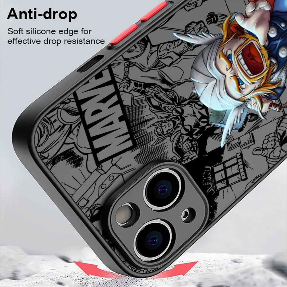 Cute Marvel Superhero Case for iPhone XS X 13 Pro Max XR 12 Mini 14 15 Plus 7 6S Plus 8 SE 11 14 15 Pro Max 13 Cover Soft Cases