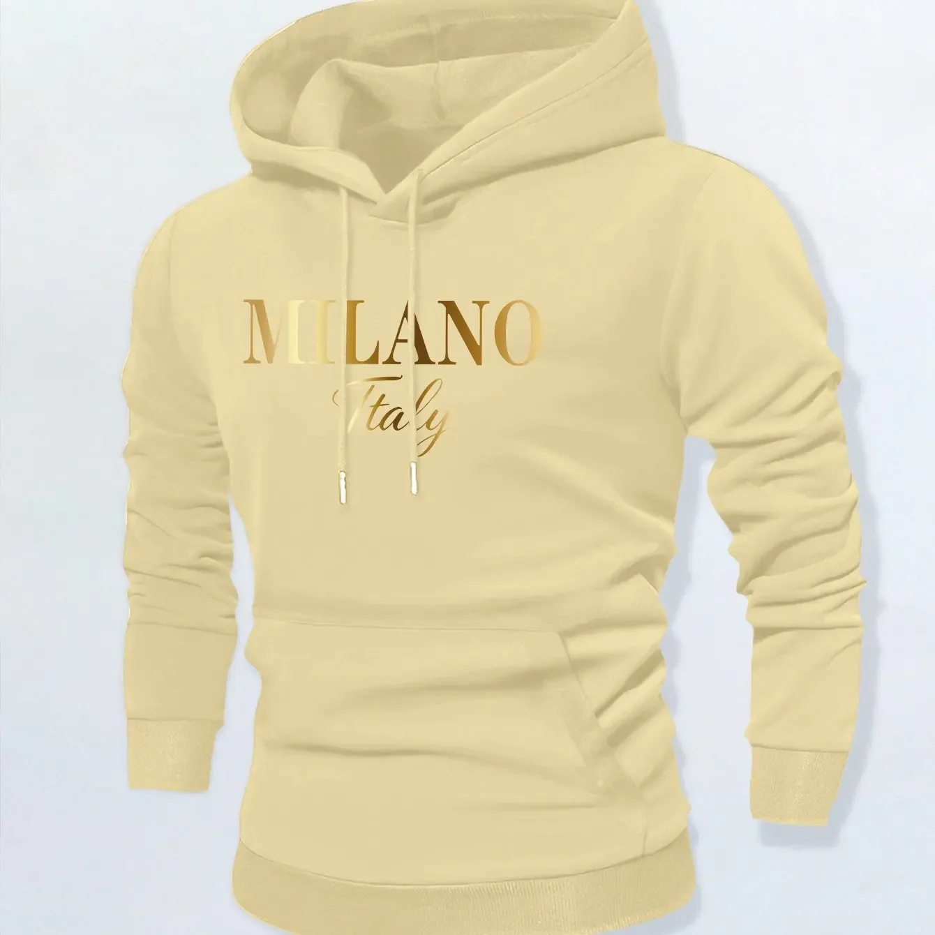 Men's Gradient Letter Print Fashion Hoodie Essential for Autumn and Winter Soft and Warm Lining Suitable for Casual