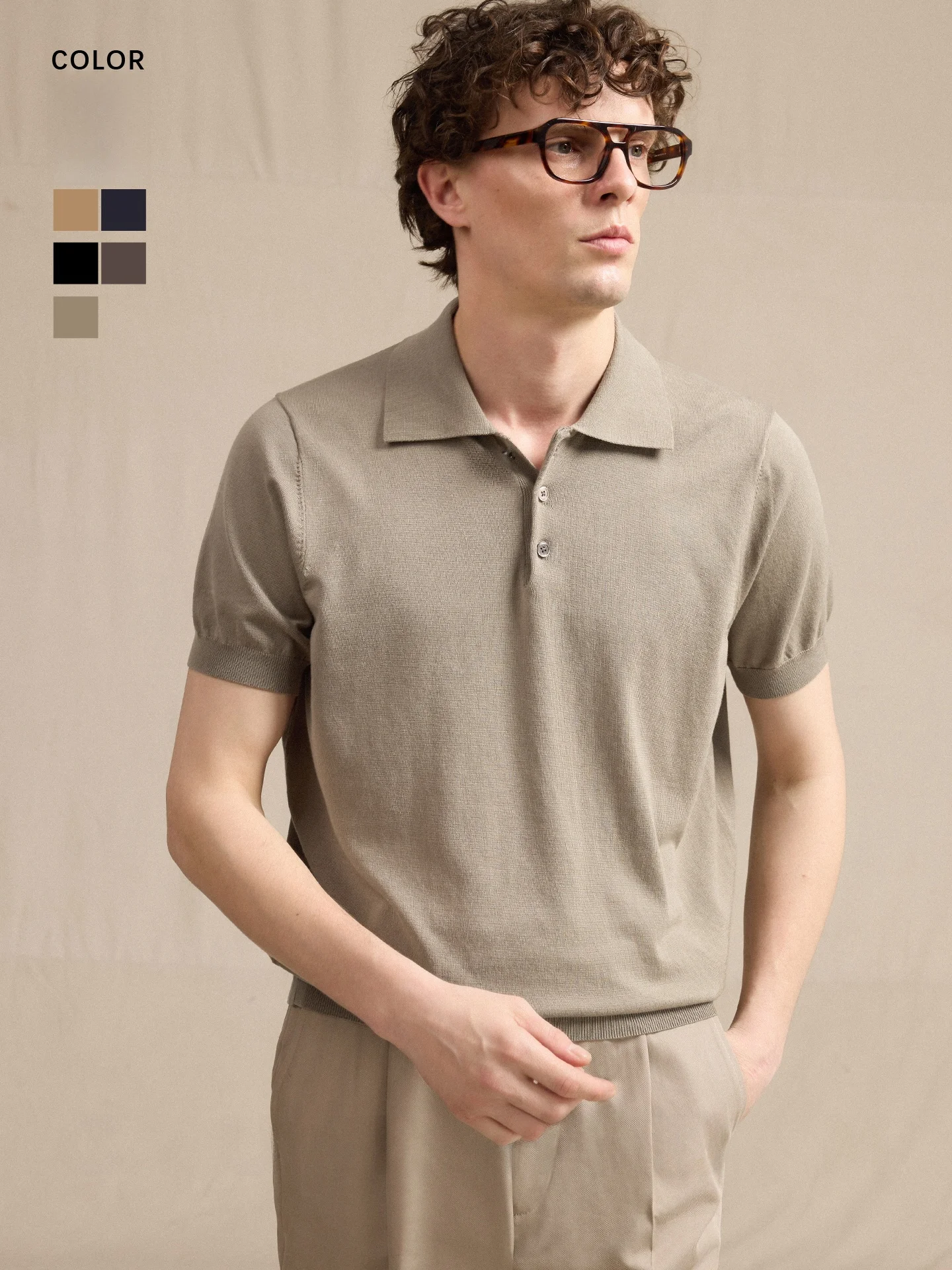 Cultum Men's Short Sleeve  Shirt Breathable Moisture Wicking Knitted Casual Turn-down Collar Base Layer Spring Summer