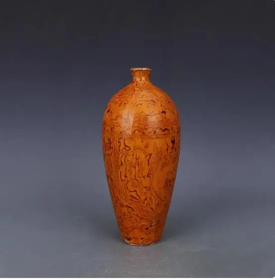 

Antique collection and home decoration: Porcelain vase with yellow glaze and glued body from the Song Dynasty