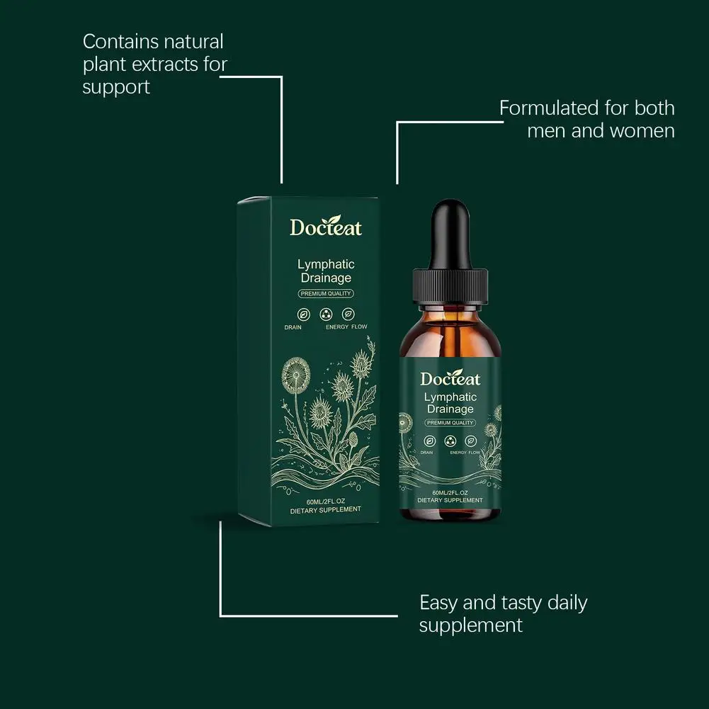 1/2/3/5PCS Docteat Premium Lymphatic Drainage Drops 60ml – Natural Detox & Liver Cleanse Support, Herbal Formula For Body Care