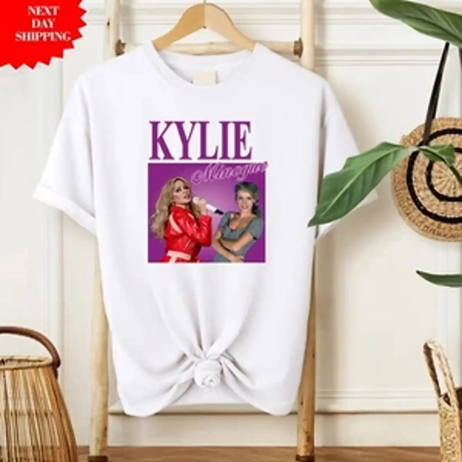 Kylie Minogue Appreciation T Shirt bedruckt 80er Design Kurzarm Top vintage Washed Top For Everyday Wear Comfortable Breathable