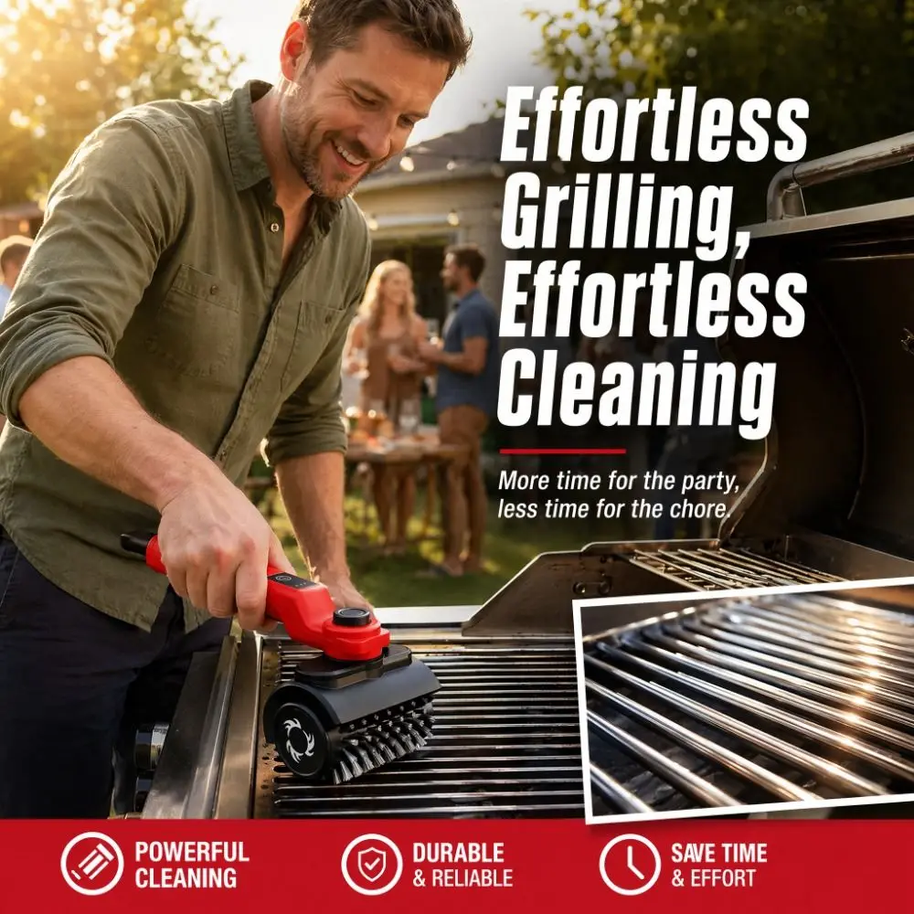 

Portable Electric Grill Cleaning Brush High Speed Rotating Wireless Electric Barbecue Brush Stainless Steel Wire Rechargeable