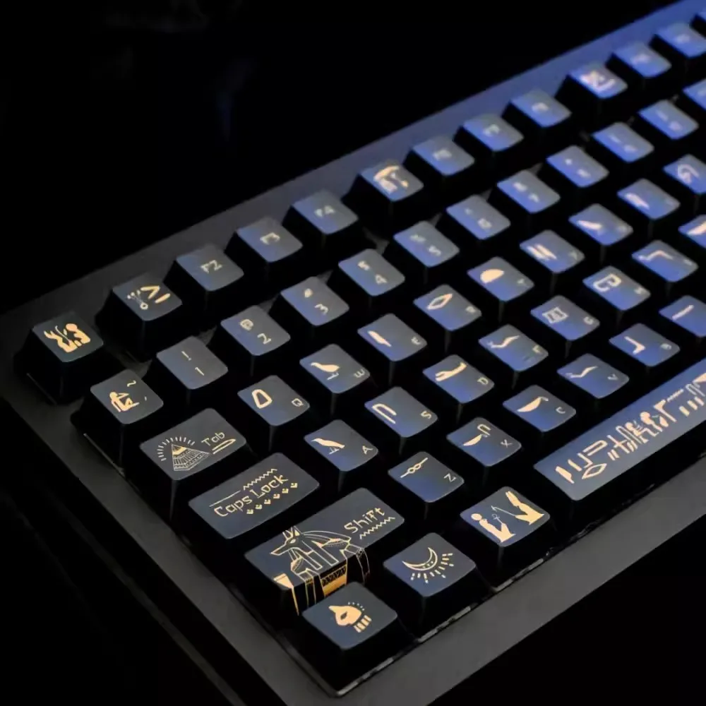 Imagem -03 - Secret of Egypt Pharaoh Keycaps Pbt Dye-subbed Key Caps Perfil Cereja Gmk Black Gold Teclado de Luxo para Teclado mx Switch Conjunto