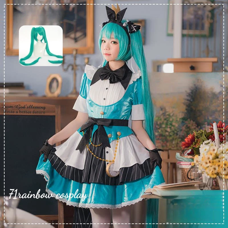 Miku Cosplay Anime Miku Alice Cosplay Costume Woman Christmas Roleplay Uniforms Dress Sets Wig Miku Cosplay