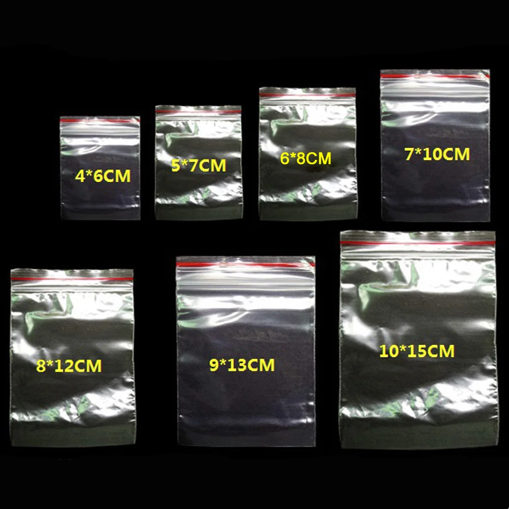 100pcs/pack  Thickness 0.06mm Small Zip Lock Plastic Bags Reclosable Transparent Bag Shoe Bag Vacuum Storage Bag Poly Clear Bags
