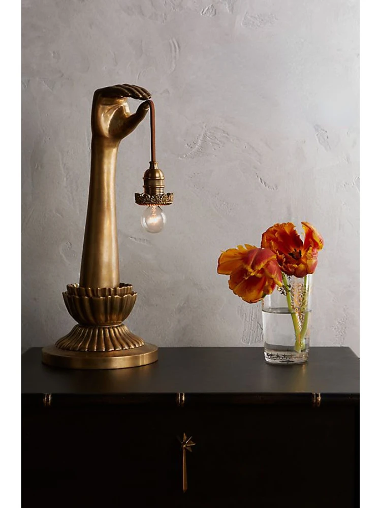 New York Downtown Park Imported Classical Lace Swan Neck Gold Finger Decorative Table Lamp