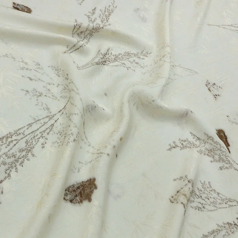 Plant dyeing mugwort leaf and wood silk jacquard fabric Chinese-style national trend cheongsam clothing