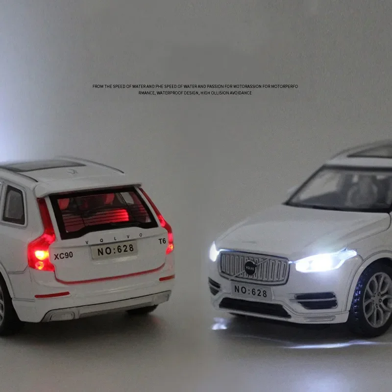 VOLVO XC90 SUV modelo de coche de aleación, vehículos de juguete de Metal fundidos a presión, simulación de luz de sonido, coleccionables, coches