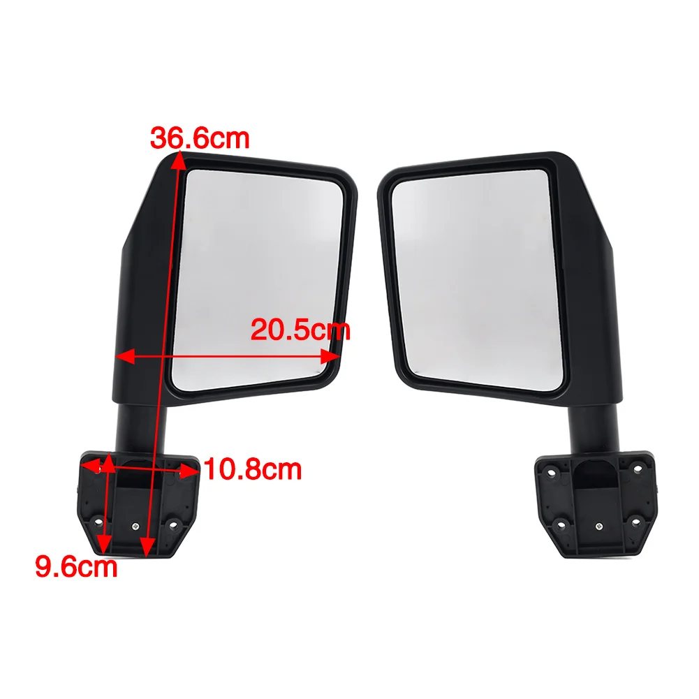 2Pcs Car Half Doors Side View Mirrors Rearview Mirror For Jeep Wrangler TJ JK JL Gladiator JT