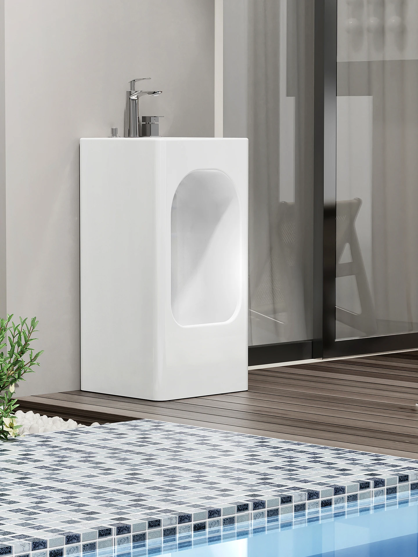 

Washstand Integrated Outdoor Pedestal Basin Two-in-One Balcony Wash Basin Courtyard Hand Washing Foot Washing Basin