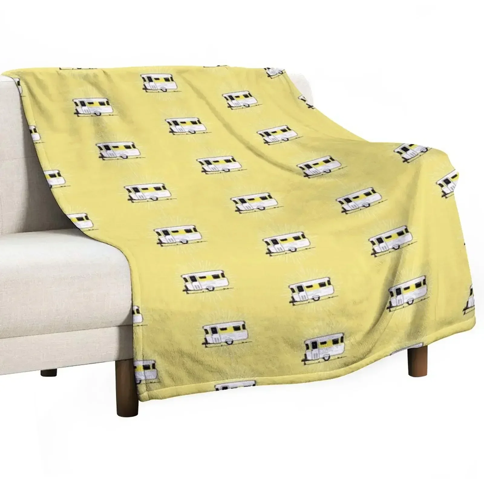 Viscount Caravan Illustration - Yellow Throw Blanket Sofa Throw Plaid Giant Sofa Luxury Throw Hairy Blankets