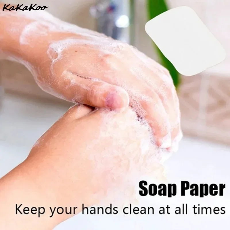 20/100Pcs Bathroom Hand Sanitizer Cleaning Soap Paper Portable Scented Sliced hand Soap Travel Scented Foam Accessories Home