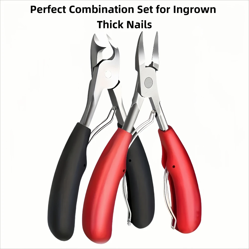 2pcs Stainless Steel Thick Nail Trimmer Care Set  Nail Clippers and Trimmers for Thick Nails Heavy Duty Scissors Set
