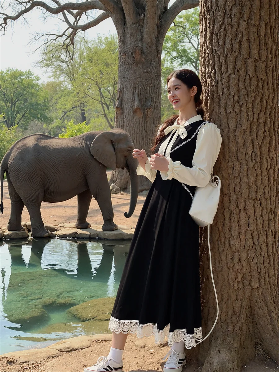 Women'S Dress Black Regular Fit Preppy Style Autumn Spring Polyester Halter Summer Flare Sleeveless Feminine Cinched Fashion