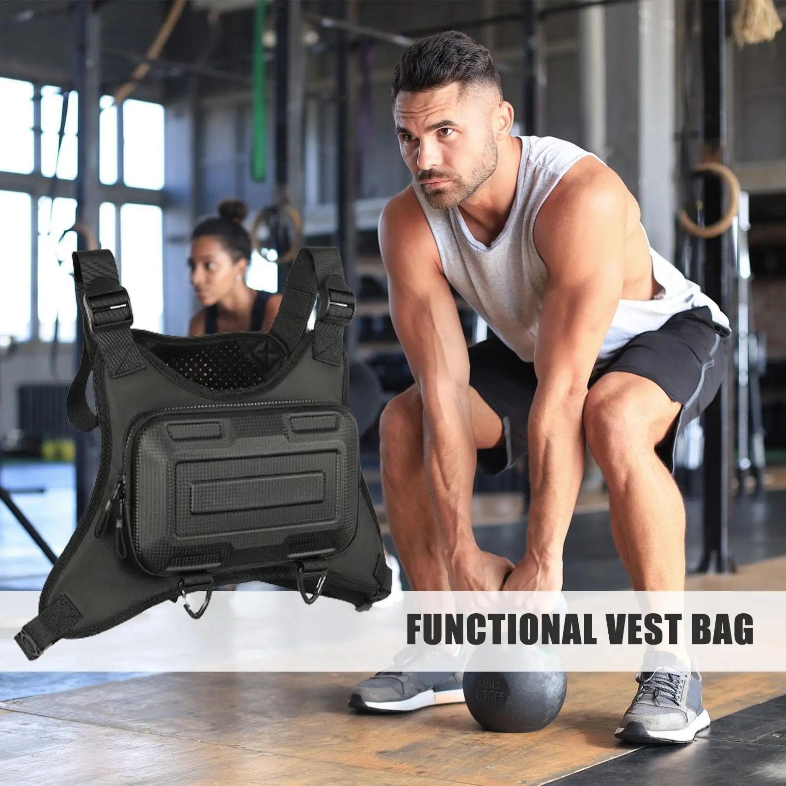 Tactical Running Chest Bag Utility Breathable Running Phone Holder Vest Packet With Hard Shell for Running Cycling Motorcycle
