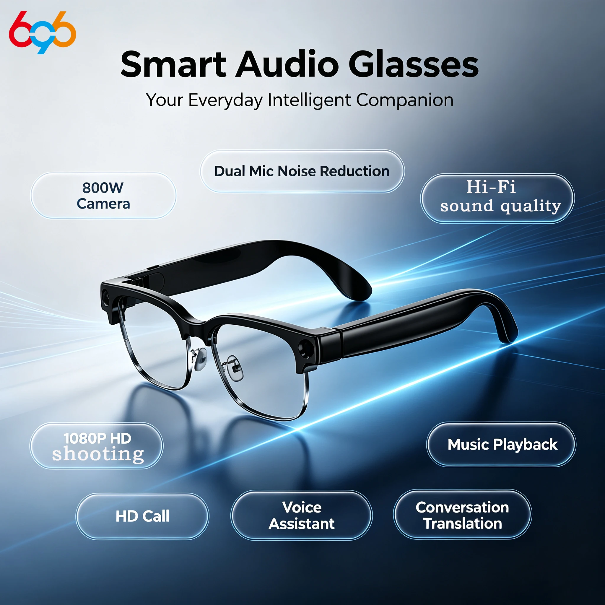 Smart Camera Glasses 8 Million Pixels Video Recording Men Women Conversation Translation Voice Assistant Intelligent Glasses
