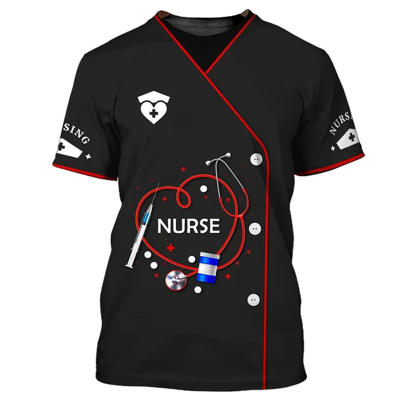 3D Print Nurse Doctor T Shirt For Men Colorful Uniform Pattern Tees Summer O-Neck Short Sleeve Tops Casual Street Loose T-shirts