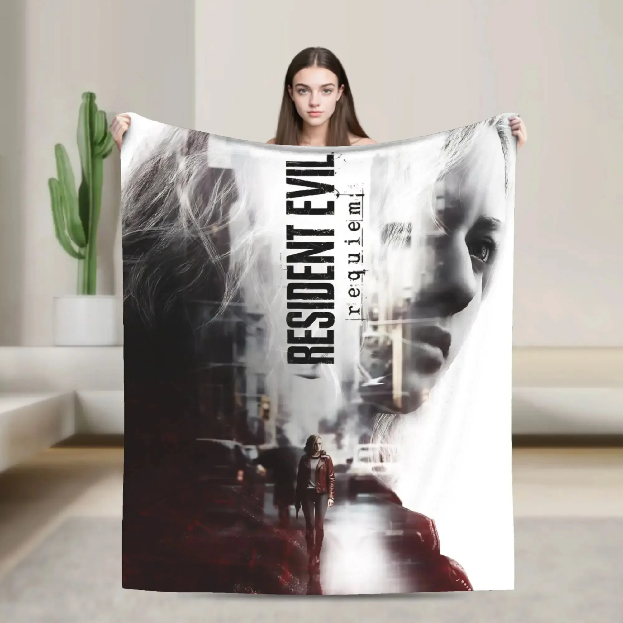 

Super Soft Resident Evil Requiem Game Fan Throw Blanket Premium Fleece Flannel Fuzzy Plush AllSeason Blanket