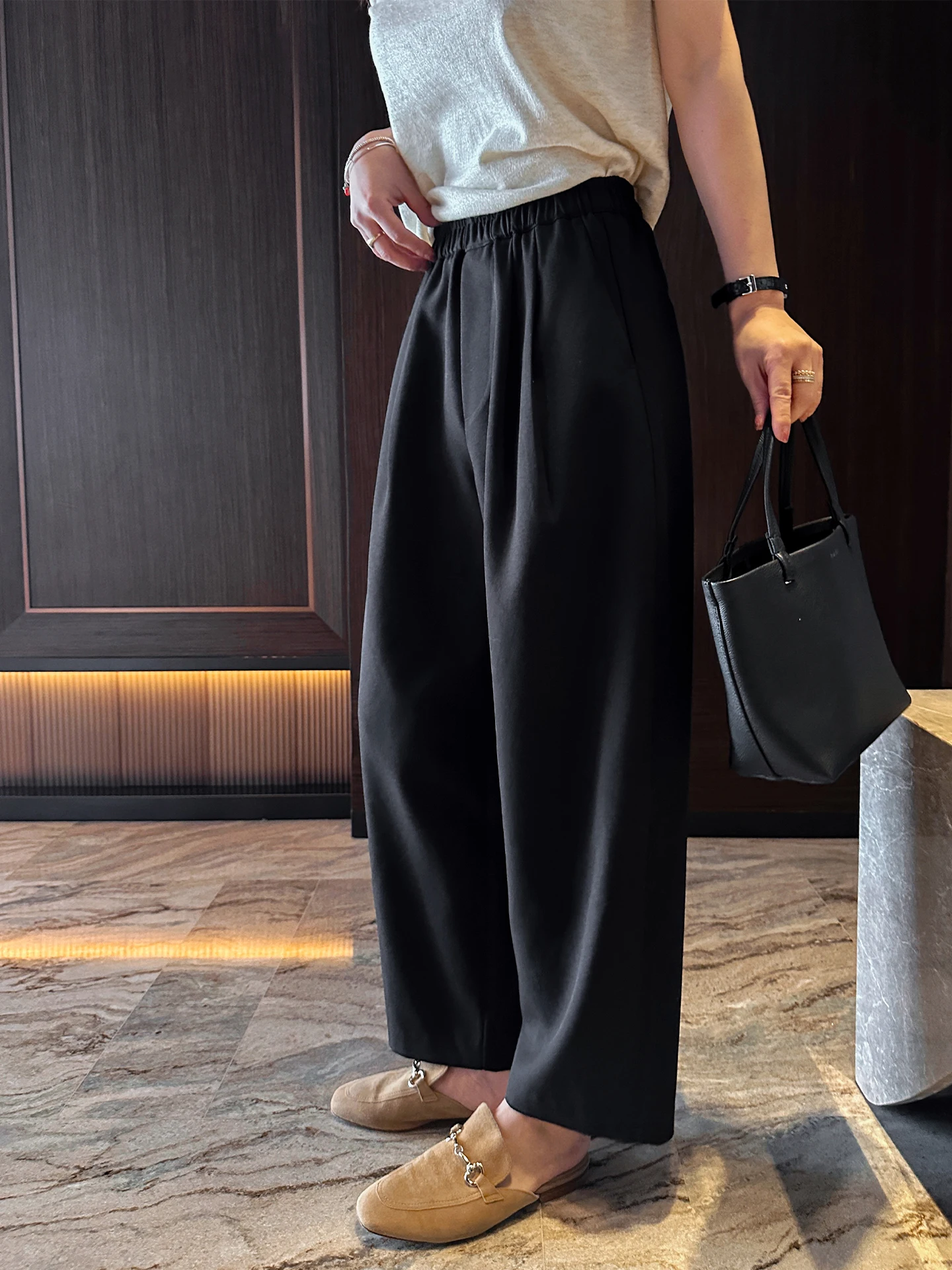 

Lebelin Sisy Women's Casual Pants Elastic Waist Commuter Trousers Lengthening Legs Versatile Spring Season Fashion Style