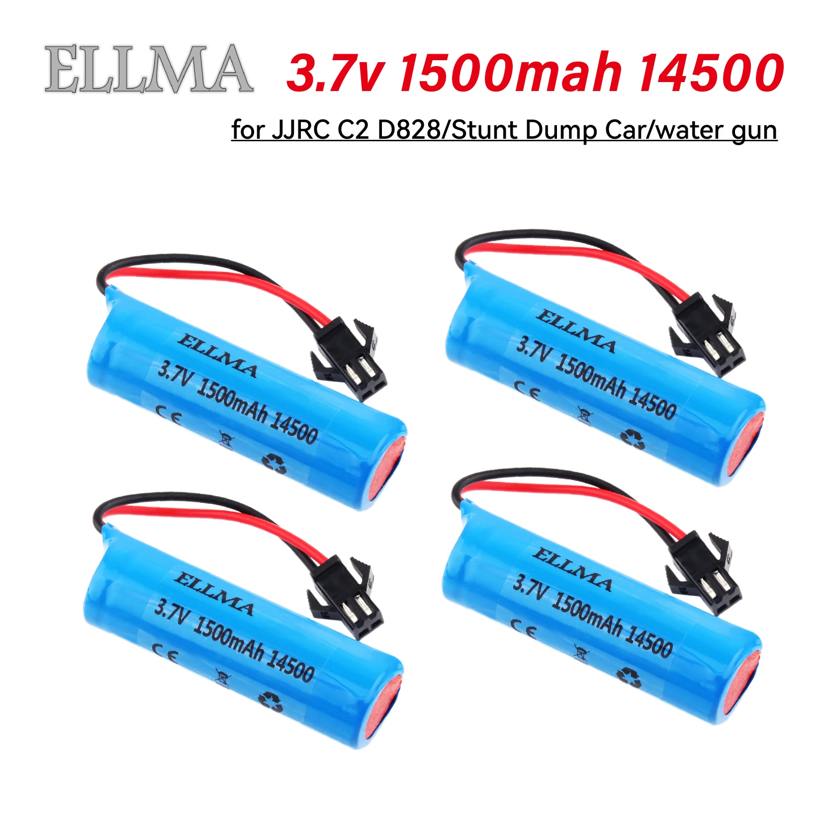 3.7V 1500mah li-ion battery with SM plug For RC Stunt Dump Car C2 D828 JJRC RC Car Parts water gun tops 14500 battery