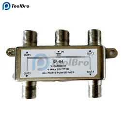 4 Way Satellite Antenna Cable TV Splitter 5-2400MHz 4 Channel Splitter