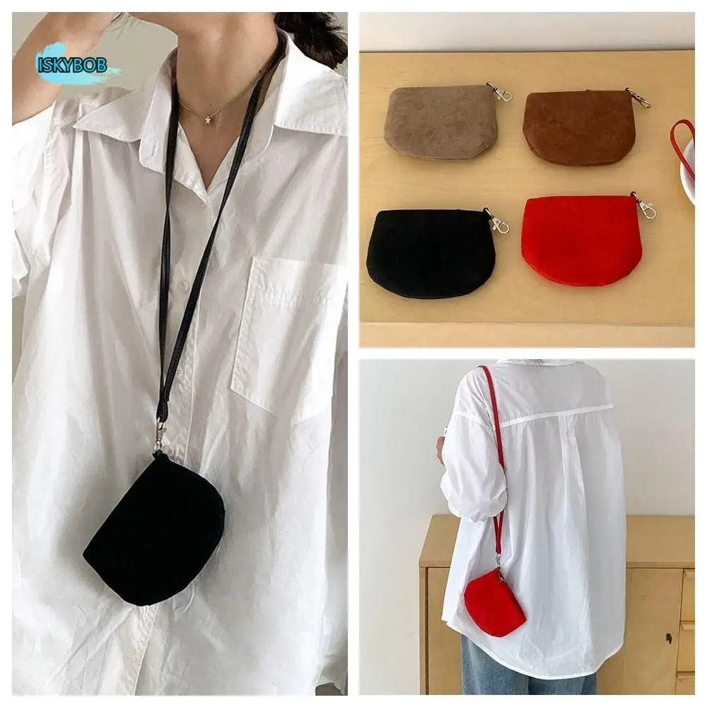 

PU Leather Suede Coin Purse Shoulder Bag Lipstick Earphone Pouch Mini Storage Bag Purse Korean Style Pendant Accessories