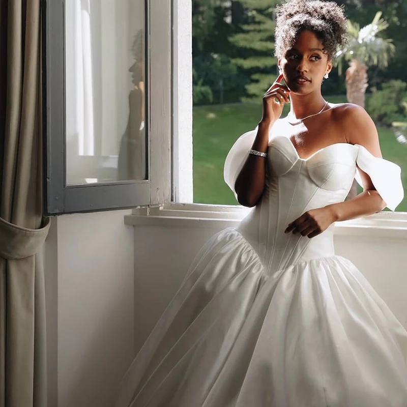 فساتين زفاف Eightree بيضاء على شكل حرف a على شكل قلب بدون أكمام مشد خلفي فستان الزفاف للنساء فساتين حفلات الزفاف حسب الطلب