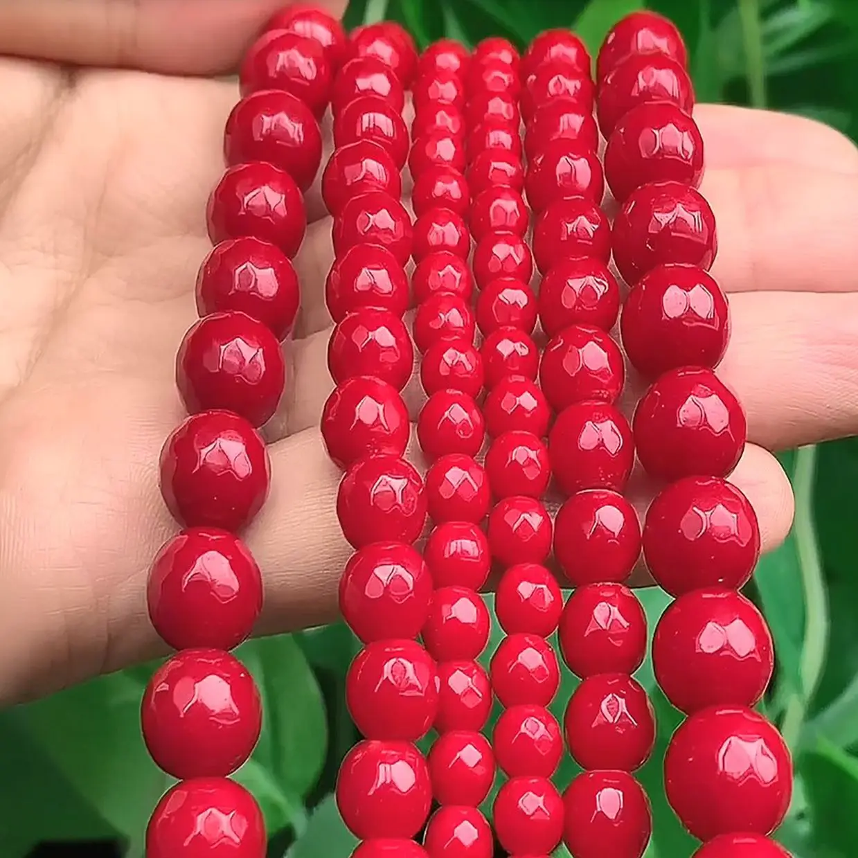 Natural Red Chalcedony Jades Stone Beads Faceted Loose Spacer Beads For Jewelry Making 6/8/10mm DIY Needlework Bracelets 15inch