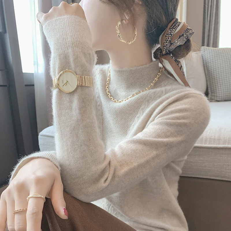 AYUNSUE Autumn Winter 100% Genuine Wool Sweater Pullovers Women Fashion Long Sleeve Cashmere Sweaters Jerseys Mujer Invierno Gmm