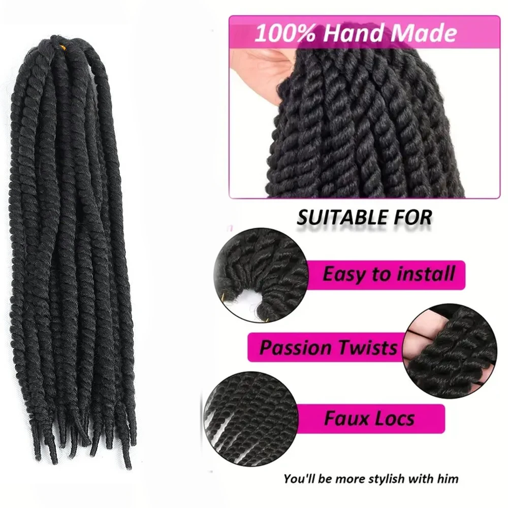 12 radici/confezione crespi trecce primaverili africane estensioni dei capelli all'uncinetto gancio dreadlocks faux locs jumbo intrecciare i capelli parrucche sintetiche