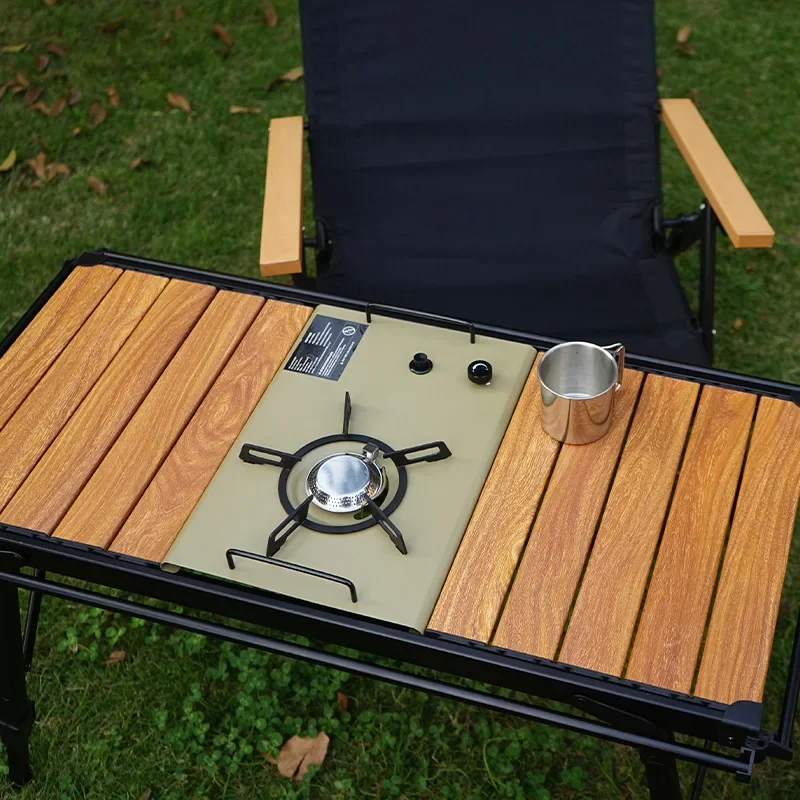 Camping Portable Aluminum Roll-Up Table Folding BBQ Picnic Table IGT Outdoor Kitchen Station Gas Stove Cassette Grill Stand