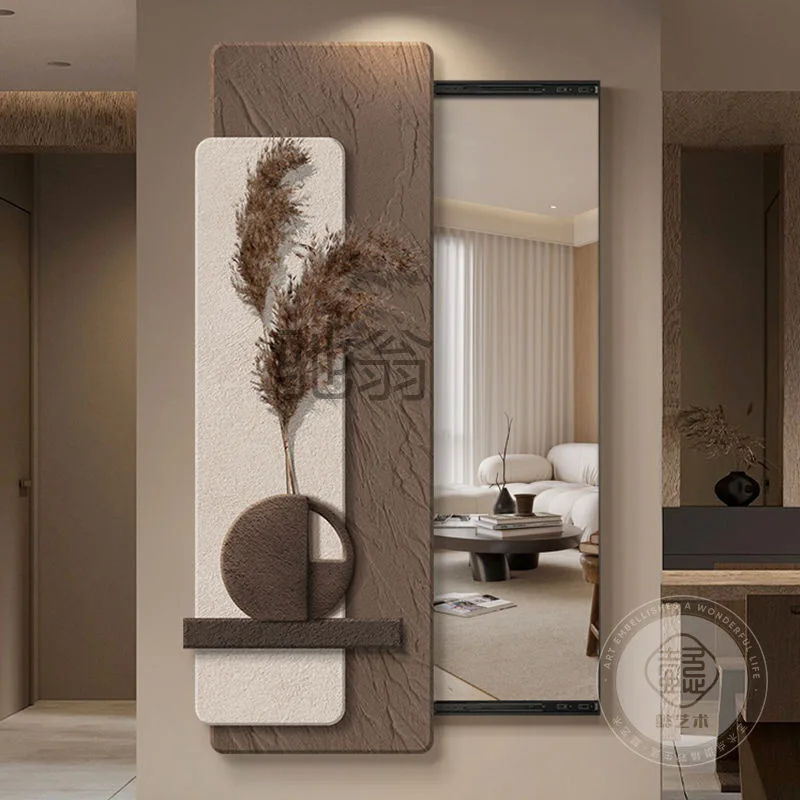 Z7a hidden push-pull type with full-length mirror porch decorative painting wabi sandy wind invisible full-body mirror advanced