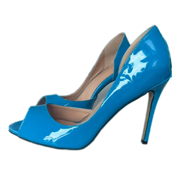 Ronticool Handmade Women Platform Slingback Sandals Patent Leather Sexy Stiletto Heel Open Toe Pretty Rose Red Shoe US Size 5-20