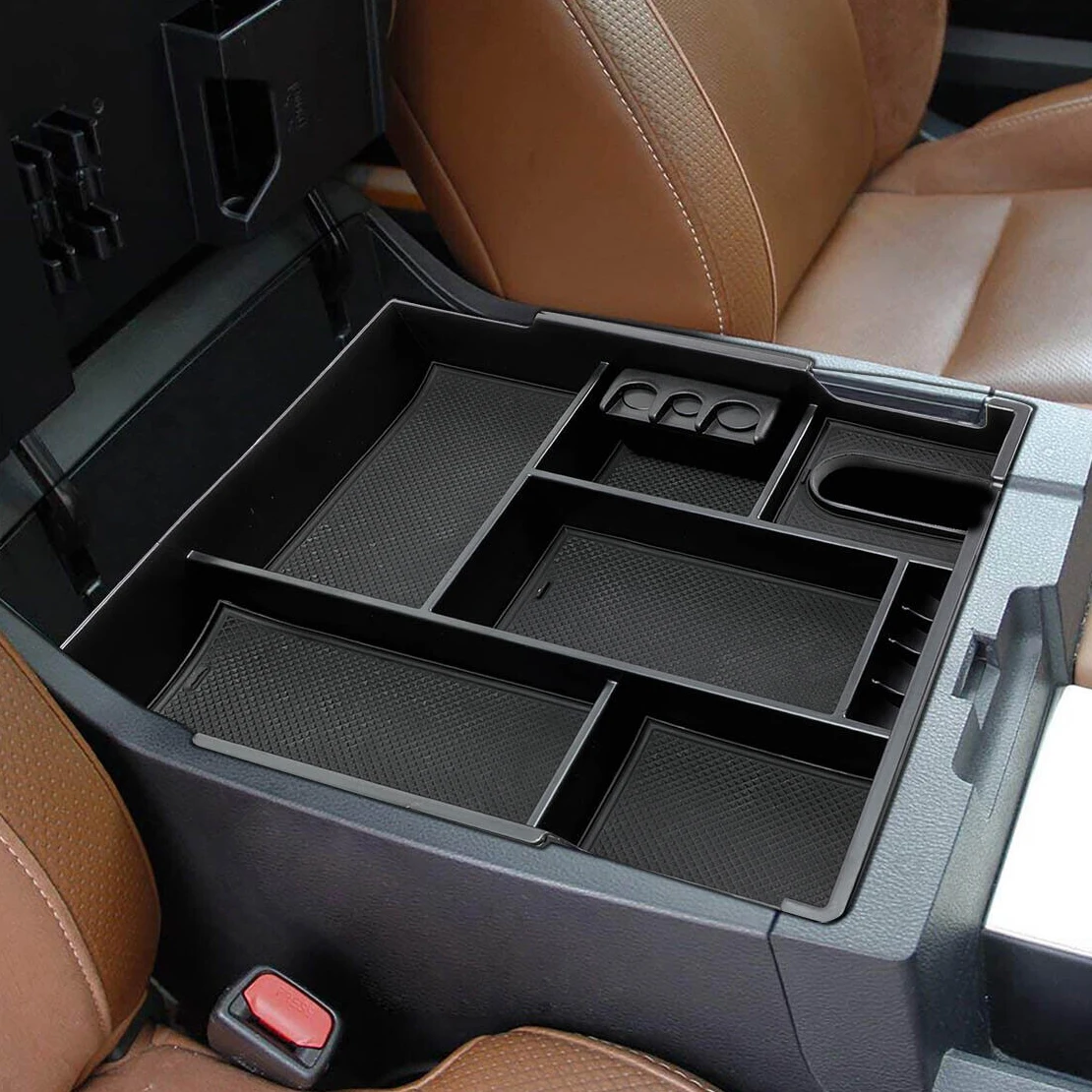 Caja de almacenamiento de reposabrazos para el Interior del coche, bandeja organizadora compatible con Toyota Tundra 2014, 2015, 2016, 2017, 2018, 2019, negro