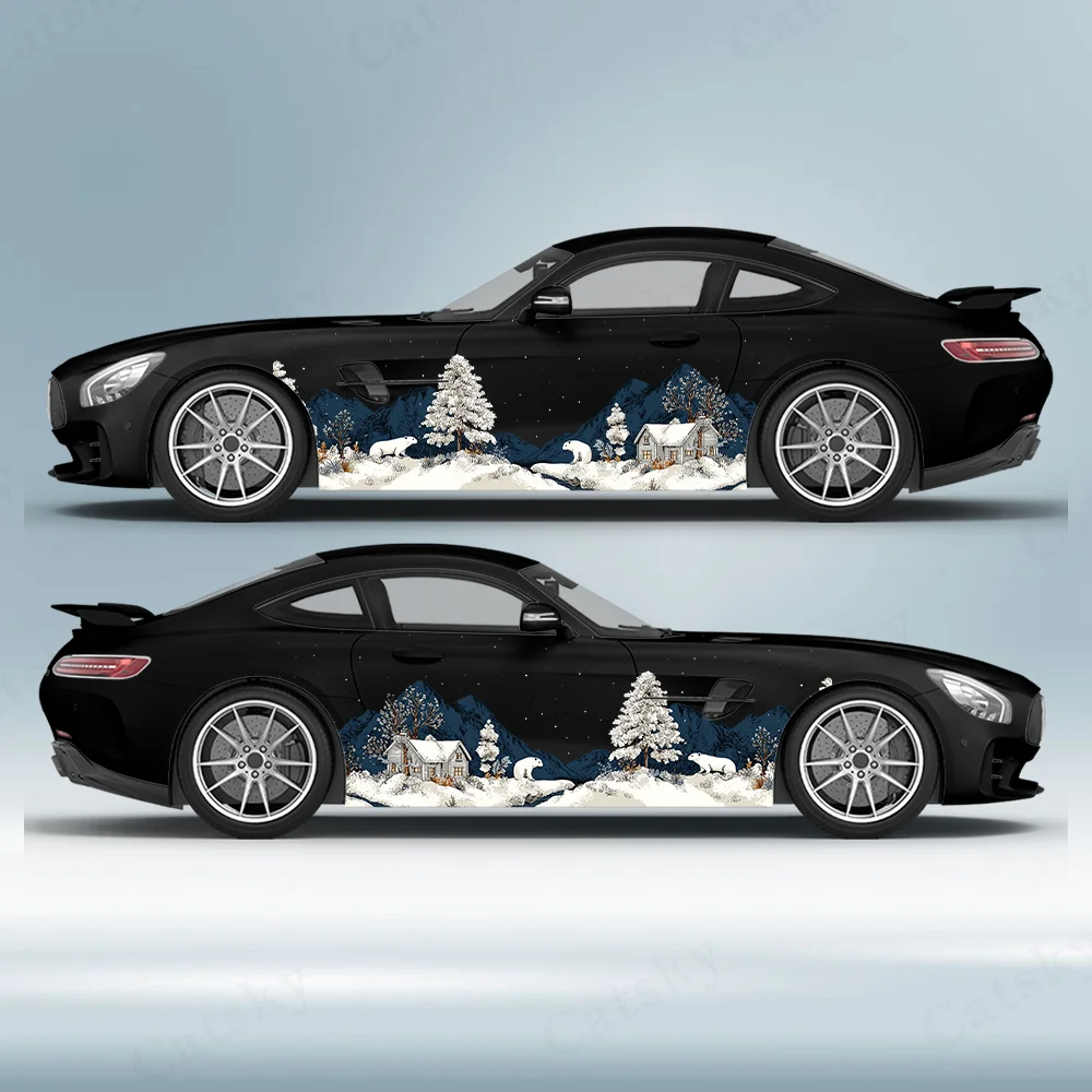 

Виниловая наклейка для автомобиля Snowy Cabin Snow Foxes, самоклеящаяся наклейка из ПВХ с защитой от царапин, подходит для грузовика, внедорожника, декора, автоаксессуары