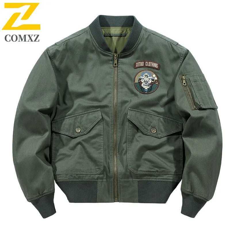 

COMXZ 2025 Мужская классическая куртка, хлопковое бейсбольное пальто, осенняя рабочая одежда, повседневная модная экспортная одежда большого размера, модная