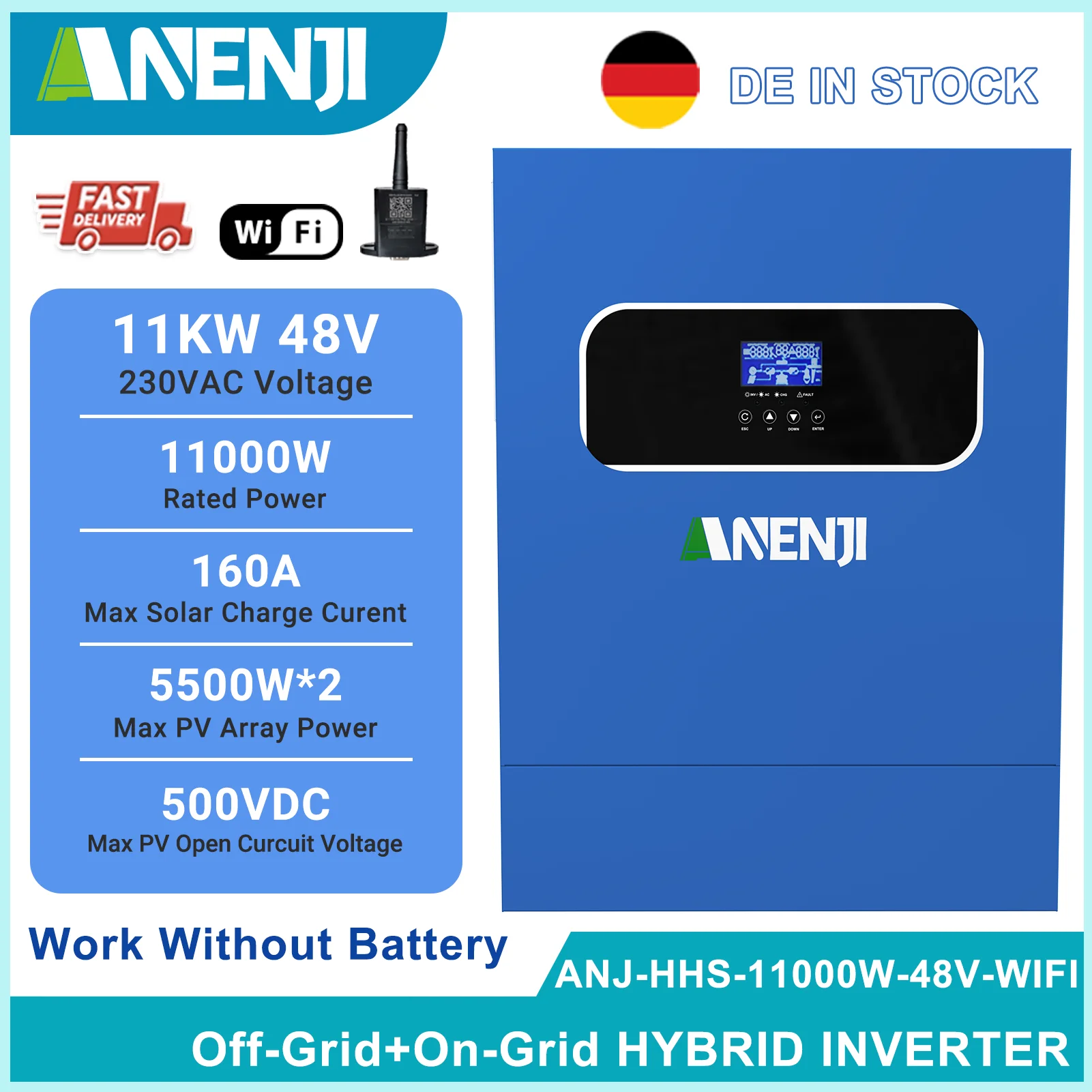 6.2KW 11KW Hybrid Solar Inverter Pure Sine Off/ On Grid 48V 230V Solar Controller 4KW 24V 48V MPPT PV 500V Support Communication