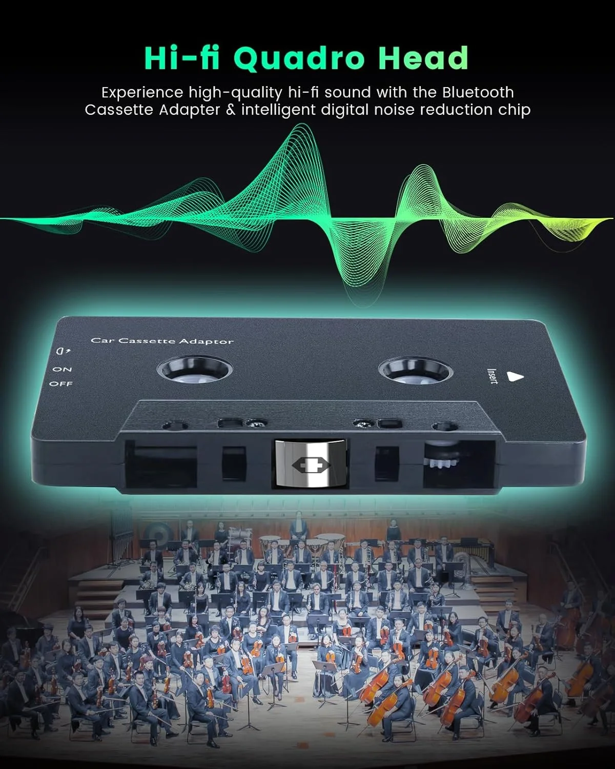 Cassette Bluetooth Adapter for Car, Bluetooth 5.1 Cassette Adapter, Car Audio Bluetooth Wireless Cassette Receiver