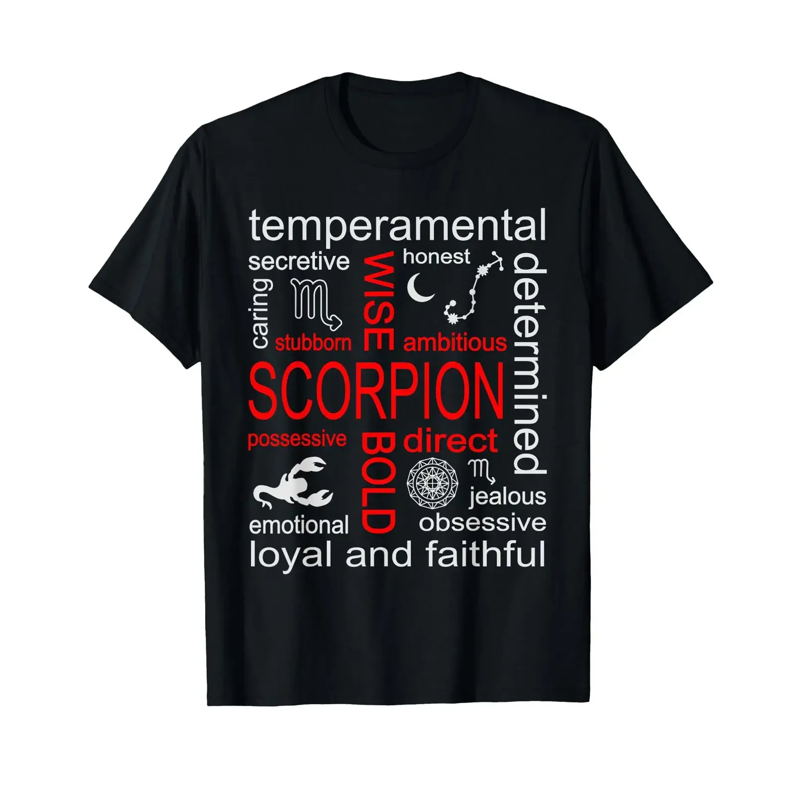 Zodiac Scorpio Day Cloud Personality Traits T Shirt black vintage Washed Breathable homme Stylish Stretched Soft