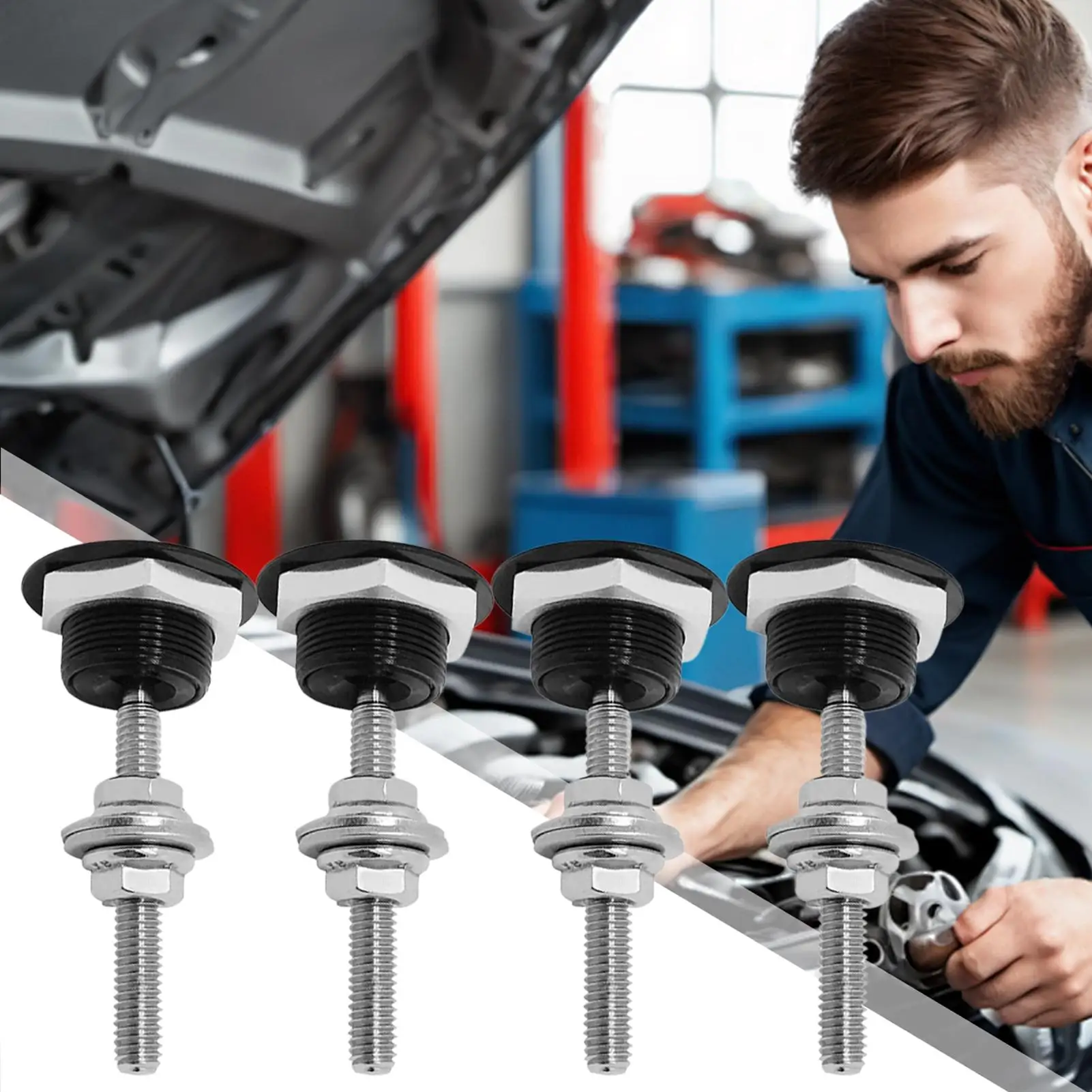 Quick Release Hood Pins 4 Pieces Universal Quick Release Rustproof Secure Automobile Hood Fastener Clips for Garage Driveway