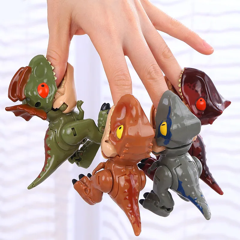 4PCS Mini Finger Dinosaur Deformation Toys Set Children Educational Movable Joint Robot Transformation Birthday Gift