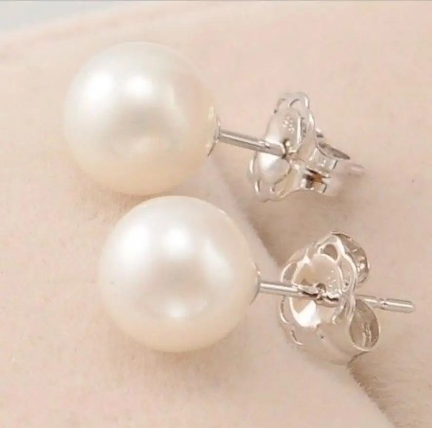 

LUXURIOUS 7-8mm AAA WHITE Perfect Round AKOYA PEARLS EARRING 14K/20 WHITE GOLD