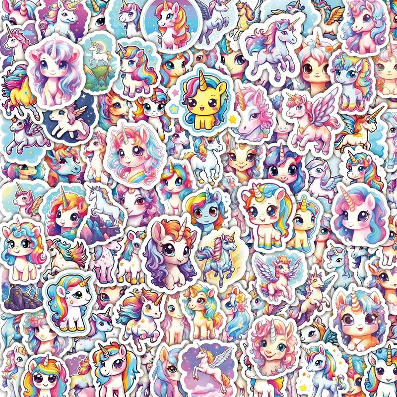 100pcs My Little Pony Kawaii Cartoon DIY Stickers Creative Anime Figure Handbill Material Stickers Children Like Gifts